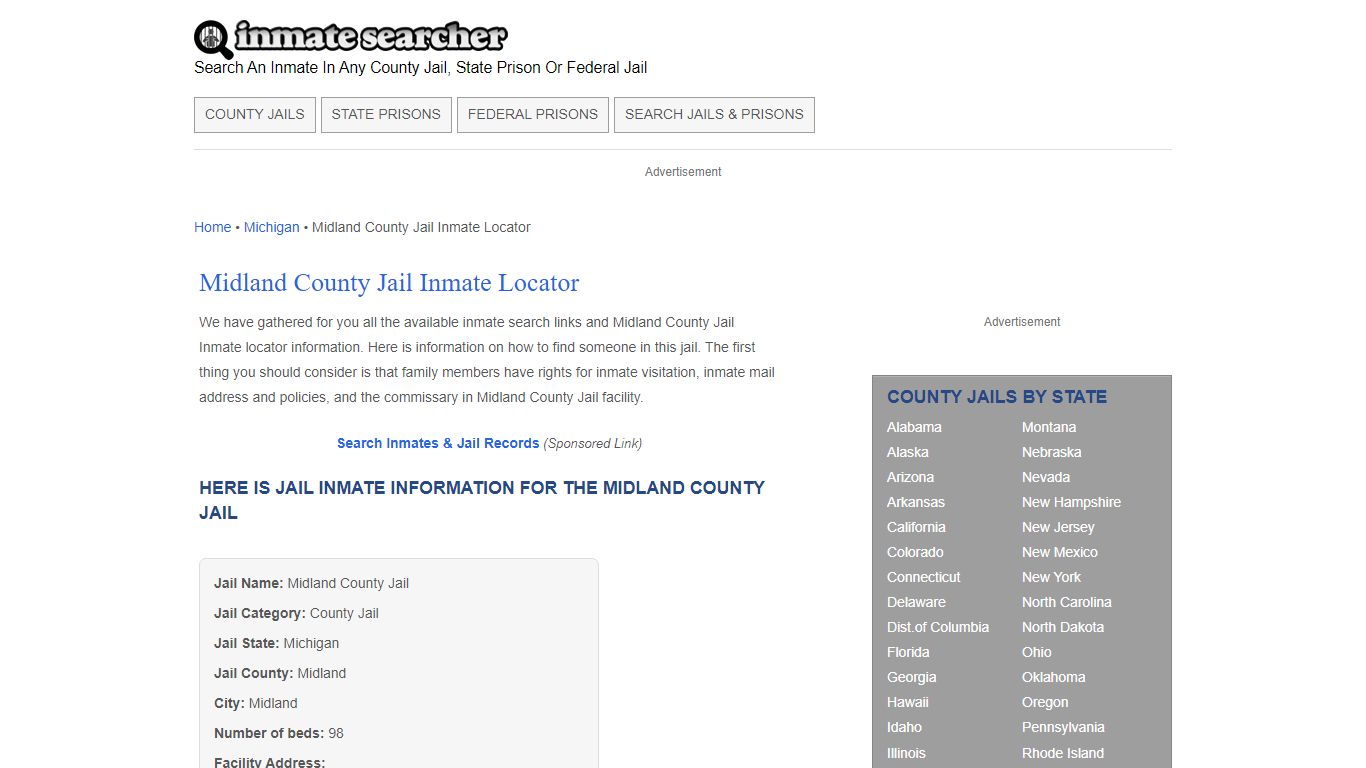 Midland County Jail Inmate Locator - Inmate Searcher